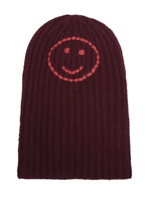 HURRAY smiley-face ribbed beanie - Red