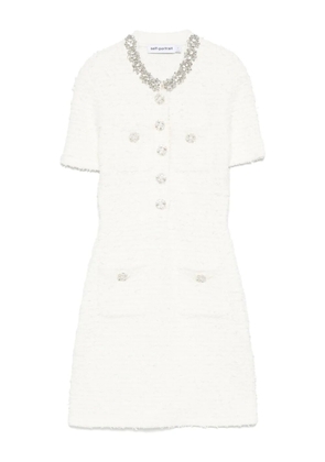 Self-Portrait embellished button-detailed mini dress - Neutrals