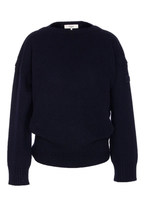 Chloé crew-neck patch-logo sweater - Blue