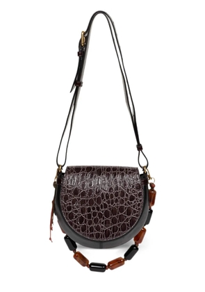 DRIES VAN NOTEN small crocodile-effect beaded cross body bag - Brown