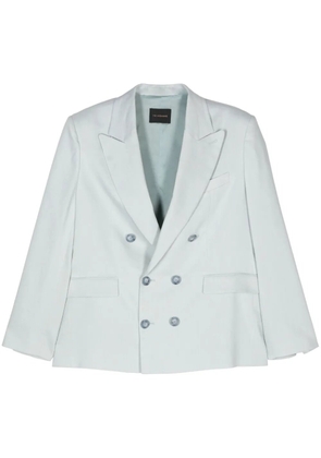 THE ANDAMANE linen-blend double-breasted blazer - Blue