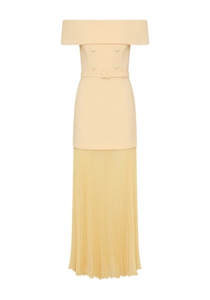 Rebecca Vallance Muriel off-shoulder pleated midi dress - Yellow