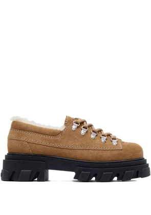 GANNI cleated suede-leather loafers - Brown