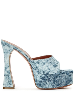 Amina Muaddi Dalida 140mm denim platform sandals - Blue