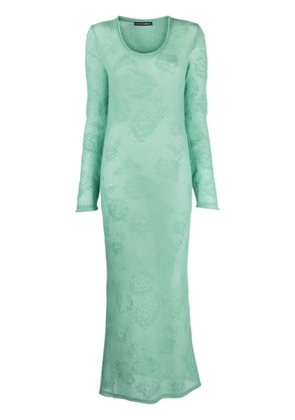 Marco Rambaldi rose-appliqué knitted maxi dress - Green