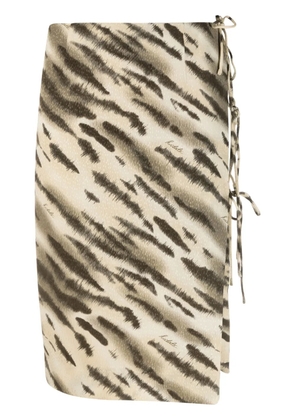 ROTATE BIRGER CHRISTENSEN tiger-print tie-detail skirt - Brown