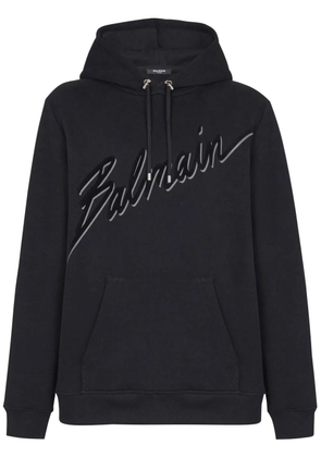 Balmain flocked-logo hoodie - Black