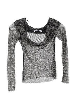 Self-Portrait fishnet off-shoulder top - Black