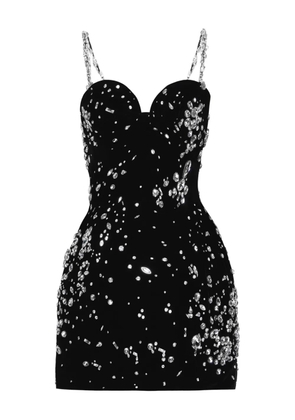 Oscar de la Renta crystal-embellished velvet mini dress - Black