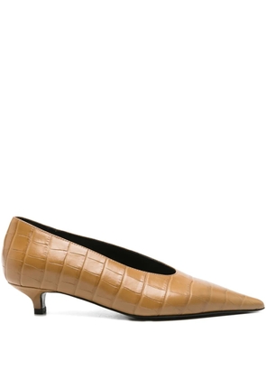 TOTEME 20mm croc-embossed pointed-toe pumps - Neutrals