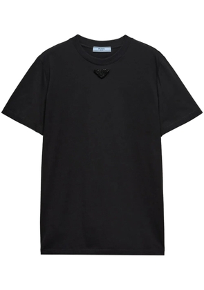 Prada embroidered-triangle jersey T-shirt - Black