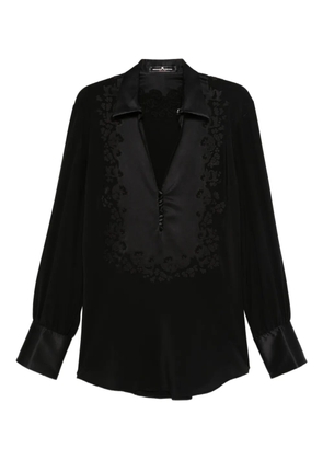 Ermanno Scervino floral-embroidered shirt - Black