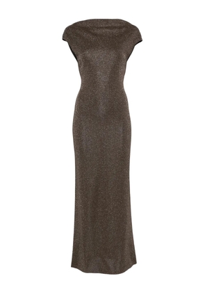 Max Mara lurex-detail dress - Brown