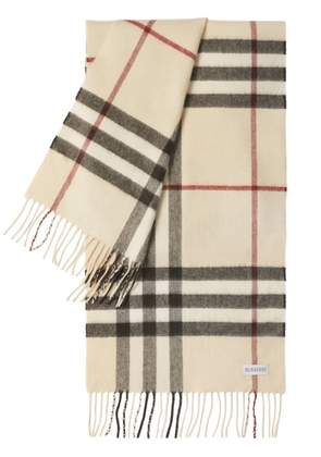 Burberry The Burberry Check cashmere scarf - Neutrals