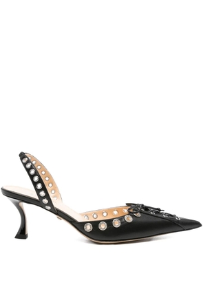 MACH & MACH crystal-embellished lace-up pumps - Black