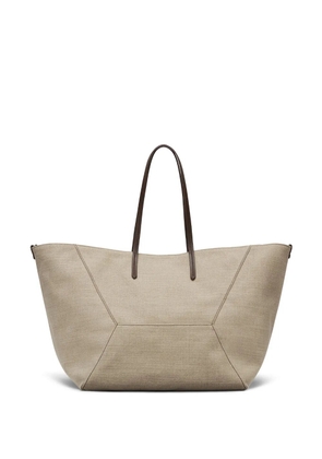 Brunello Cucinelli trapeze-body cotton-blend tote bag - Neutrals