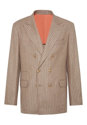 Brunello Cucinelli striped double-breasted blazer - Neutrals