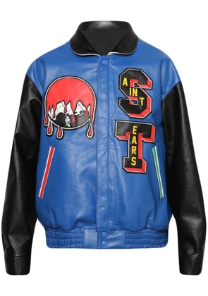 SAINT MXXXXXX x Denim Tears leather varsity jacket - Black