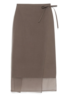 Brunello Cucinelli wrap midi skirt - Brown