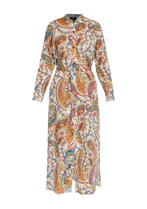 ETRO paisley-pattern tie-belt midi dress - White