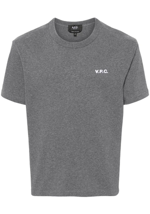 A.P.C. logo-embroidered cotton T-shirt - Grey