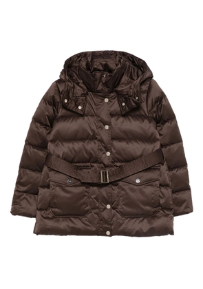 LIU JO belted hooded jacket - Brown