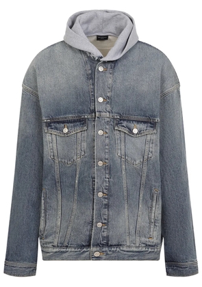 Balenciaga hooded denim jacket - Blue