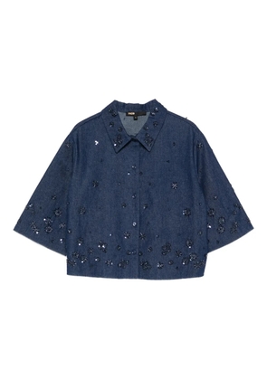 Maje embellished buttoned cotton shirt - Blue