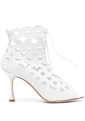 Manolo Blahnik Taralo 90mm cut-out boots - White