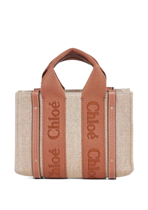 Chloé Woody logo embroidery double handle tote bag - Neutrals
