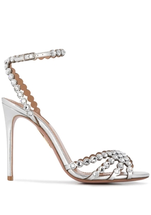 Aquazzura Tequila 105mm crystal embellished sandals - Silver