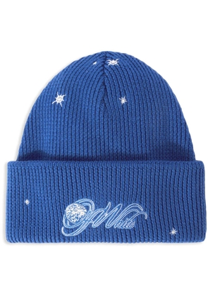 Off-White embroidered wool beanie - Blue