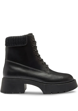 Coach 57mm Leah knitted-collar lace-up boots - Black
