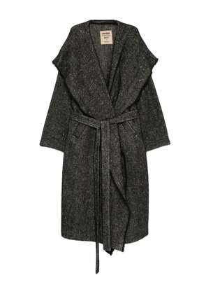 Uma Wang fringed-trim belted coat - Black