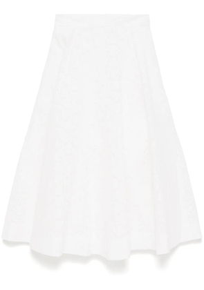 ZIMMERMANN crush embroidered midi skirt - White
