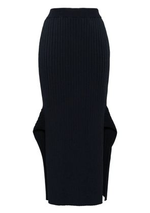 Stella McCartney ribbed flared slit midi skirt - Blue