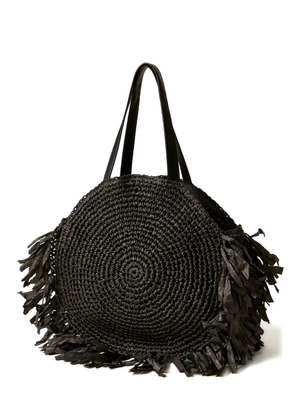 TWINSET fringed raffia tote bag - Black