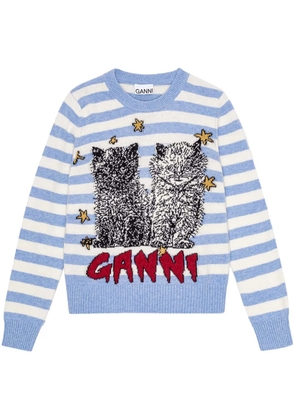 GANNI embroidered long sleeve jumper - Blue