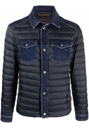 Moorer denim-detail padded jacket - Blue