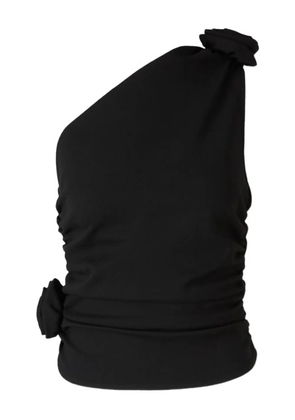 Magda Butrym rose-embellished one-shoulder top - Black