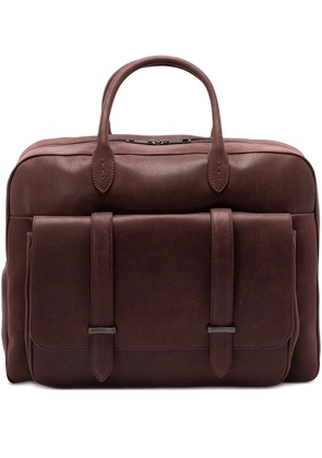 Orciani Jones Chevrette double-pocket leather holdall - Red