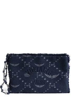 Zadig&Voltaire Angel monogram frayed pouch bag - Blue