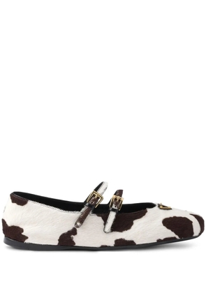 Prada cow-print ballet flats - White