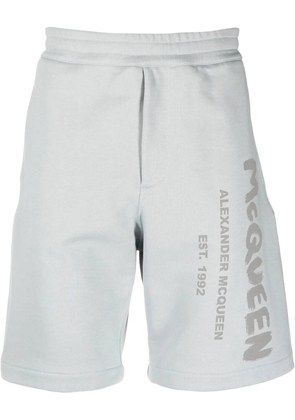 Alexander McQueen Graffiti-print track shorts - Blue