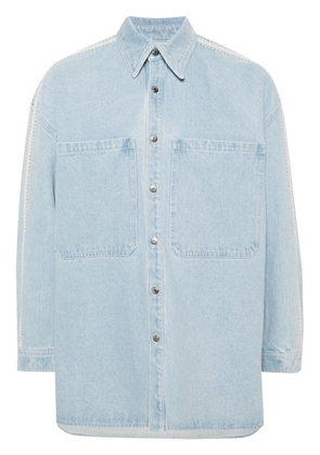 Nanushka crochet-detaling denim shirt jacket - Blue