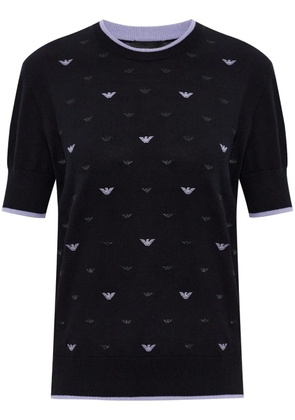 Emporio Armani eagle-embroidered top - Black
