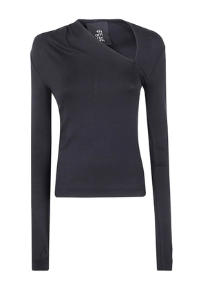 Thom Krom asymmetric neckline long-sleeve top - BLACK