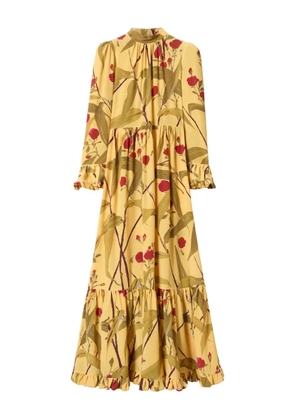 La DoubleJ floral-print ruffled maxi day dress - Yellow