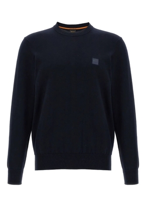 BOSS logo-patch crew-neck sweater - Blue