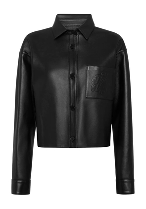 Philipp Plein leather cropped shirt - Black